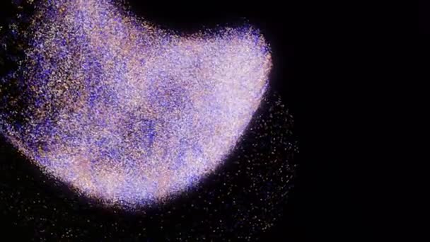 Abstrato pequenas partículas que imitam o movimento síncrono do cardume de peixe subaquático. Animação. Visualização 3D da vida marinha em fundo preto. — Vídeo de Stock