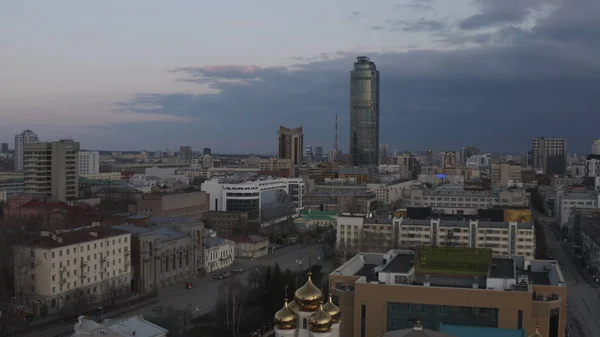Die Blutkirche Namen Allerheiligen Russland Jekaterinburg Archivmaterial Abendliche Luftaufnahme Einer — Stockfoto