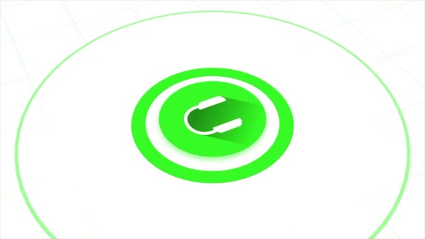 Abstract white headphones icon emitting green waves isolated on white background, seamless loop. Animation. Concept of radio and music. — Stock Video