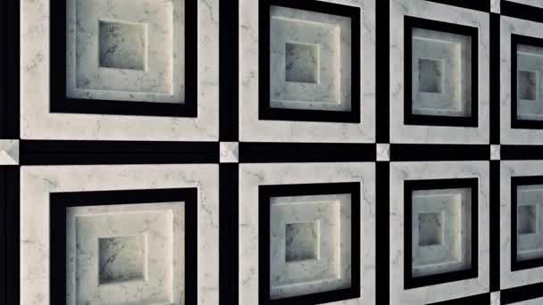 Conceito de arquitetura, parede de grés de porcelana abstrata. Animação. Close-up de telhas de mármore abstratas para a decoração de interiores, loop sem costura. — Vídeo de Stock