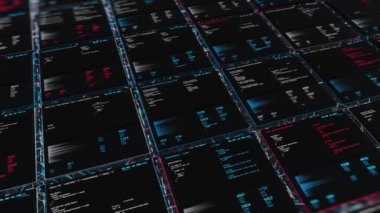 Sürekli değişen verileri olan teknik animasyon arka plan, kusursuz döngü. Animasyon. Çalışan bilgisayar programı ile soyut geometrik desen.