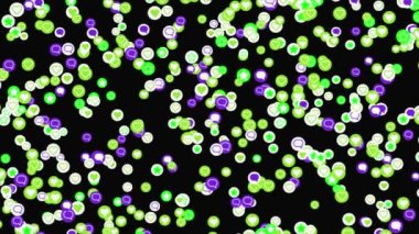 Soyut uçuş iletişimi ya da siyah arka planda sosyal ağ işaretleri, kusursuz döngü. Animasyon. Ünlü sembollerin yeşil, beyaz ve mor logosu, mesaj, en sevdiği,.