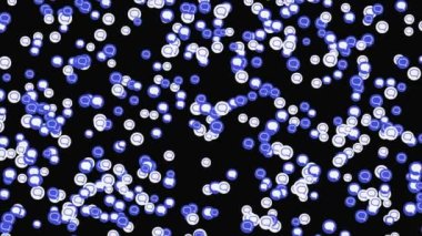 Dokunmatik ekran mobil aygıtı üzerinde yeni iletilerin sohbet mesajı simgesi soyut arkaplan. Animasyon. Sosyal medya kavramı, sağdan sola doğru mor ve beyaz küçük semboller.