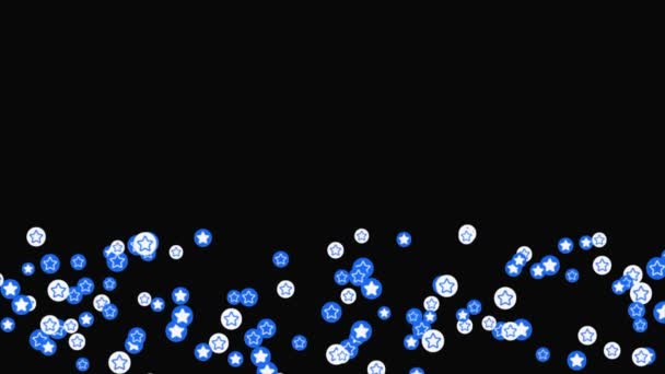 Concept of estimation or choosing something favorite in social media networks. Animations. Blue and white circles with silhouettes of a five pointed star moving into the same direction isolated on — Stock Video