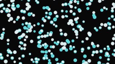 Sosyal medya ağlarındaki dijital veri kavramı. Animasyon. Siyah arkaplanda yüzen beyaz ve mavi ileti simgeleri veya diyaloglar