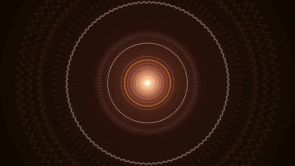 Brown circular signals moving one by one on dark background, seamless loop. Media. Narrow glowing rings with a shining sphere in the middle. — Stock videók