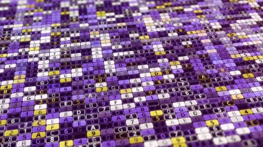 Bilgisayar korsanı programının soyut görselleştirilmesi, kusursuz döngü. Animasyon. Karakter eşleşmesine göre parola araması.