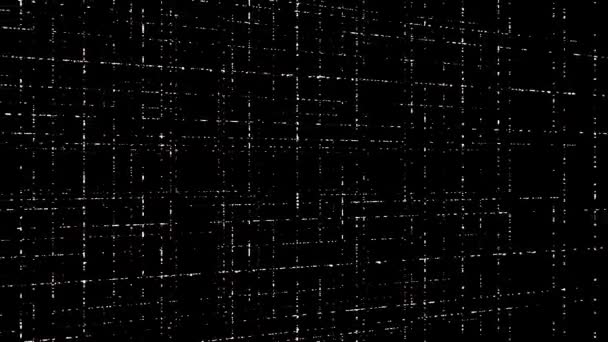 Abstract monochrome 3D grid with the shapes of moving squares, seamless loop. Animation. Concept of flowing black and white energy impulses. — Stock Video