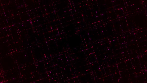 Abstract 3D grid with the shapes of moving squares, seamless loop. Animation. Concept of flowing red energy impulses on black background. — Stock Video