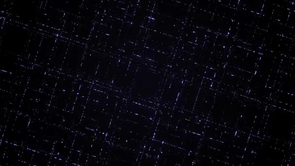 푸른 에너지 충격 이 어둠 속에서 흐르면서 서로 교차하면서 큰 사각형의 실루엣을 형성 한다. 애니메이션. 전기와 인터넷의 개념. — 비디오