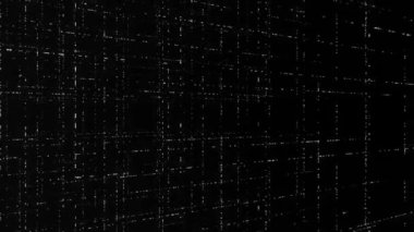 Siyah arka planda izole edilmiş, kusursuz döngülü, soyut ve düzenli enerji hareketleri. Animasyon. Renkli sinyaller kare biçiminde akıyor, tek renkli..