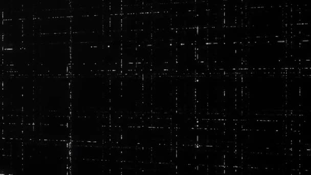 Moving information flows in computer network. Animation. 3D levels of grids on black background. Cyberspace permeated with threads of moving particles forming networks — Stock Video