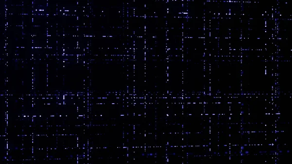 Μετακίνηση ροών πληροφοριών στο δίκτυο υπολογιστών. Κινούμενα σχέδια. 3D επίπεδα πλέγματος σε μαύρο φόντο. Κυβερνοχώρος διαποτισμένος με νήματα κινούμενων σωματιδίων που σχηματίζουν δίκτυα — Φωτογραφία Αρχείου