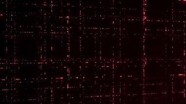 Lazer ışınlı 3 boyutlu ızgara. Animasyon. Kırmızı lazer ışınlarının çok katmanlı ızgarası. Siber uzayda kırmızı şebeke. Hareket eden kırmızı parçacık akıntıları ağ oluşturur