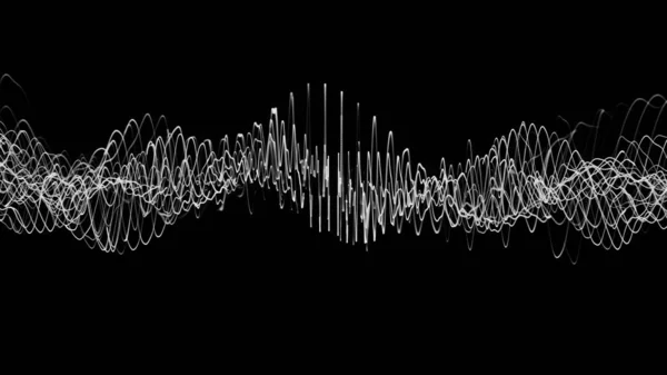 Spiraal van bewegende golven. Animatie. Elektronische spiraal van pulserende en wervelende golven. Spiraal van gebogen lijnen beweegt als dna helix — Stockfoto