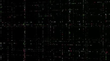 Siber uzayda bilgi iplikleri. Animasyon. Bilgisayar alanında ışık saçan parçacıklara sahip 3 boyutlu ağlar. Enerji parçacıkları siyah arkaplanda sibernetik ağlarda hareket eder