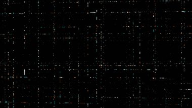Siber uzayda bilgi iplikleri. Animasyon. Bilgisayar alanında ışık saçan parçacıklara sahip 3 boyutlu ağlar. Enerji parçacıkları siyah arkaplanda sibernetik ağlarda hareket eder