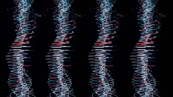 Curves dna. Animation. Computer-generated design of rotating dna helix. Futuristic curved lines moving along dna helix. Electronic lines move along dna spirals