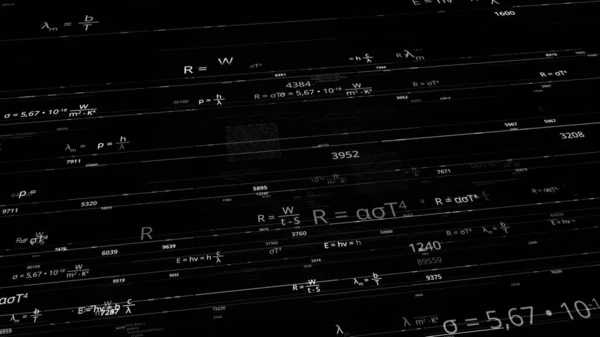 Fórmulas matemáticas en matriz. Animación. Fórmulas matemáticas reescribibles en redes de matrices informáticas. Fundación científica con ecuaciones matemáticas — Foto de Stock