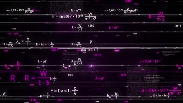 Matematické pozadí s letícími symboly, funkcemi a rovnicemi. Animace. Koncepce učení algebry, geometrie a fyziky věd, bezešvé smyčky. — Stock video