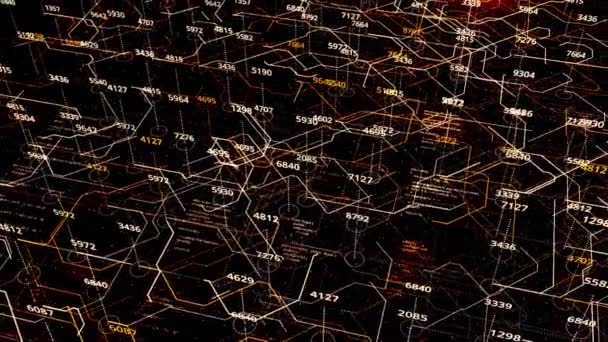 Big data analisando e holograma de computação digital sobre cpu trabalhando em segundo plano. Animação. Futurista voo 3D sobre placa de circuito, conceito abstrato moderno de nova tecnologia cibernética, loop sem costura — Vídeo de Stock