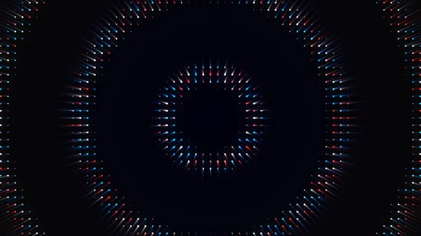 Φωτεινοί υπνωτικοί δακτύλιοι κινούνται από το κέντρο. Κινούμενα σχέδια. Βυθιστείτε σε έκσταση με υπνωτική κίνηση με κύκλους να κινούνται από το κέντρο. Χρωματιστές κύκλοι ακτινοβολούν από το κέντρο σε μαύρο φόντο — Φωτογραφία Αρχείου