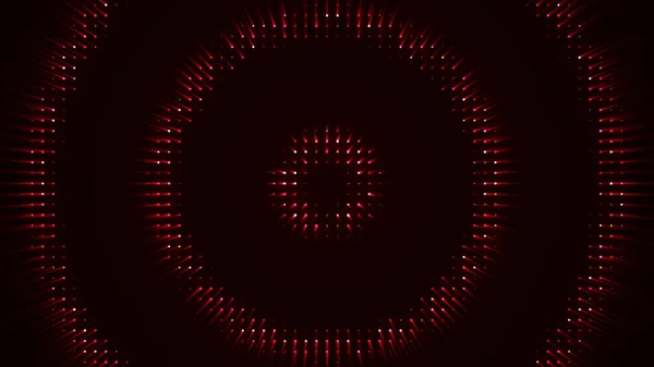 Sfondo di anelli al neon in movimento verso il centro. Animazione. Animazione discografica di anelli a diodi che si muovono su sfondo nero. I cerchi a diodi colorati ipnotizzano — Foto Stock