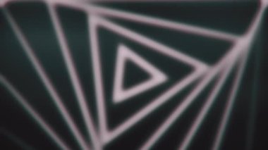 Siyah arka planda üçgen spiral. Animasyon. Üçgen desen spiral olarak tekrarlanır. Sarmal üçgenlerin dalgalı görünümü