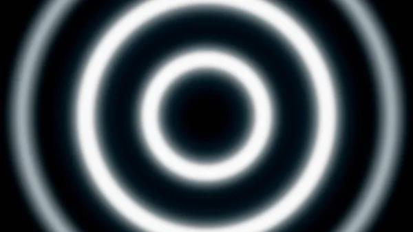 Hipnotikus neongyűrűk fekete háttérrel. Animáció. Mozgó gyűrűk hipnotikus hatásával bíró, hurkolt animáció. Egyszerű ragyogó körök mozognak és hipnotizálnak. — Stock Fotó