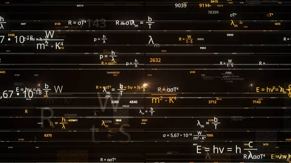 抽象的なデジタル空間に数学や物理式を入力するアニメーション。アニメーション。正確な科学と教育、シームレスなループの概念. — ストック写真