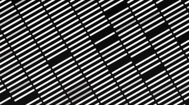 Siyah arka planda, çaprazlama akan dar şeritler, dikişsiz döngü. Animasyon. Tek renkli paralel segmentlerin bazıları bir satırda eksik..