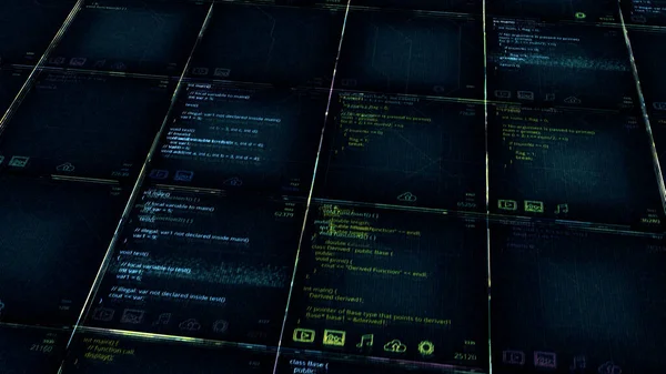 Αφηρημένα δεδομένα κύλιση σε μια σκούρα μπλε οθόνη, αδιάλειπτη βρόχο. Κινούμενα σχέδια. Έννοια του προγραμματισμού, IT, υπολογιστές, και το διαδίκτυο. — Φωτογραφία Αρχείου