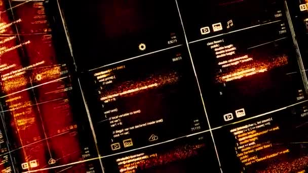 Abstrakt visualisering av AI-mjukvaruutveckling, sömlös loop. Animering. Komplexa datorkod som skrivs i digitalt utrymme. — Stockvideo