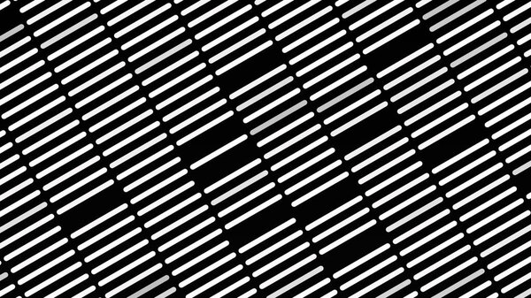 Diagonal rows of flowing narrow short stripes on black background, seamless loop. Animation. Monochrome moving parallel segments with some lacks of them in a row