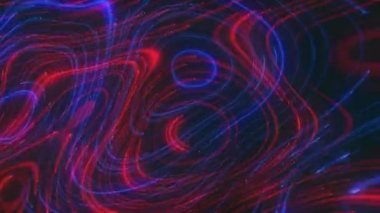 Parlak kıvrımlı çizgiler arka planda nabız atıyor. Hareket. Enerji ya da elektrik telleri uzayda hızlı hareket eder ve titreşir. Tek bir enerji akışında dönen neon renkli çizgilerin güzel desenleri