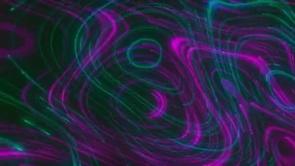 Dizzying curves of lines on black background. Motion. Lines move in beautiful patterned curves and pulse vividly. Beautiful animation with pulsating patterns like fingerprints — Stock Video