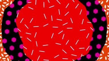 Hareket tasarım tarzında renkli arka planlar. Hareket. Parlak arka planlar, desenler ve noktalar değişir ve birbirleriyle birleşirler. Renkli geçişlerin ve arkaplanların grafiksel tasarımı