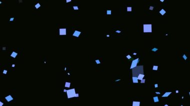 Hareket eden ve renk değiştiren animasyon konfetilerinin arka planı. Hareket. Hareket eden konfetiyle güzel bir animasyon. Siyah arkaplanda renkli konfeti hareketleri