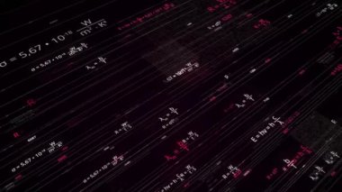 Eğitim alanındaki bilgi teknolojisinin soyut fütüristik arka planı. Animasyon. Matematik formülleri öğrenmek için modern teknolojileri kullanmak.