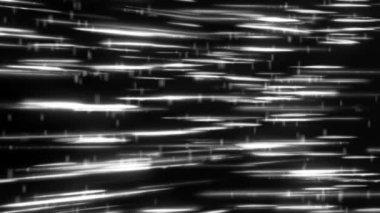 Uzayda parlayan 3D röfleli arka plan. Animasyon. Havada donmuş üç boyutlu gölgelerle dönen hacimli uzay. Siyah arkaplanda parlak röfleli boşluk