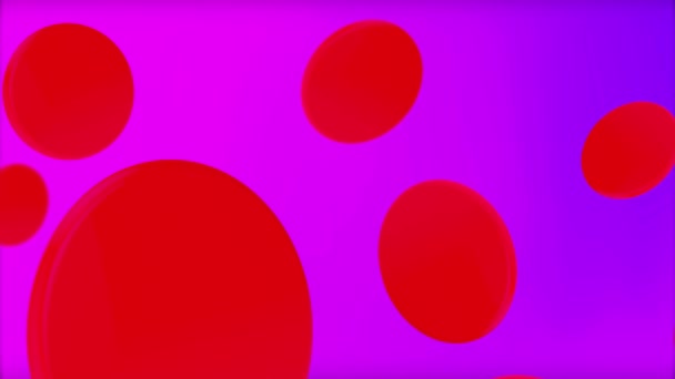 Abstract red ovals flowing slowly like in liquid substance of purple color, seamless loop. Animation. Big and small oval shaped figures looking like blood cells. — Stock Video