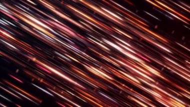 Renkli çizgilerin akışı. Animasyon. Parlayan enerji hatlarının güzel kozmik akışı. Siyah arkaplanda parlayan çizgilerin sihirli akışı