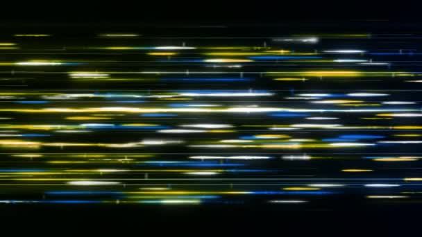 ゆっくりとした動きのカラフルなラインの輝くストリーム。アニメーション。ゆっくりと移動するエネルギー色の糸の美しい宇宙ストリーム。黒の背景に線のカラフルで明るい流れ — ストック動画