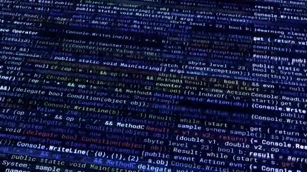 Abstrakt färgglada blinkande och ändra linjer i en programmering kod på en mörk bakgrund. Animering. Begreppet artificiell intelligens och datavetenskap, sömlös loop. — Stockvideo