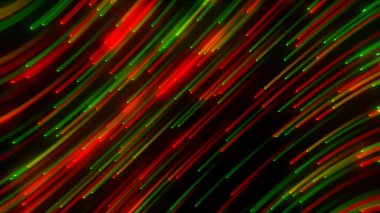 Çizgili, yaratıcı ve hareketli dokusu olan renkli bir akıntı. Animasyon. Soyut bükme ışınları siyah zemin üzerinde dairesel bir şekilde akıyor, kusursuz döngü..