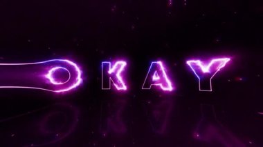 Soyut harfler yanan enerji ateşinde belirir ve bir kelime oluştururlar. Hareket. Siyah arkaplanda parlayan yazılar tamam.