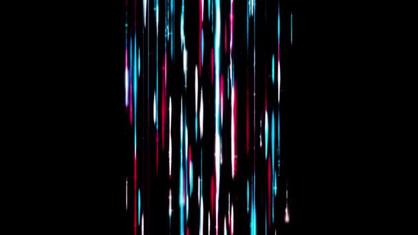 Beautiful multicolored stream moving on black background. Animation. One stream of lines moves slowly through space. Slow cosmic stream of colorful glowing lines — Stock Video