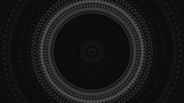 Durdurma etkisi olan soyut siyah ve beyaz halkalar. Animasyon. Tek renkli hipnotik göz kırpan dairesel siluetler, kusursuz döngü..