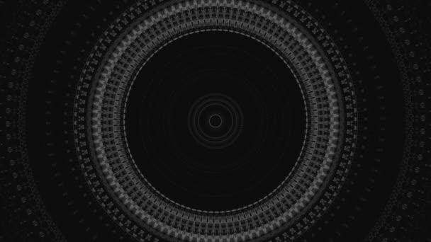 Abstracte pulserende zwart-witte ringen met een stop motion effect. Animatie. Monochrome hypnotische knipperende ronde silhouetten, naadloze lus. — Stockvideo