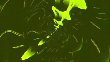 Soyut dönüşümlü psikedelik şekilli kaleydoskopik desen. Animasyon. Güzel süs parlak hareket eden bir tünel oluşturuyor, kusursuz bir döngü..